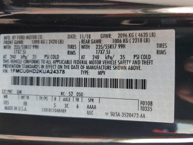 1FMCU0HD2KUA24378 Ford ESCAPE SEL