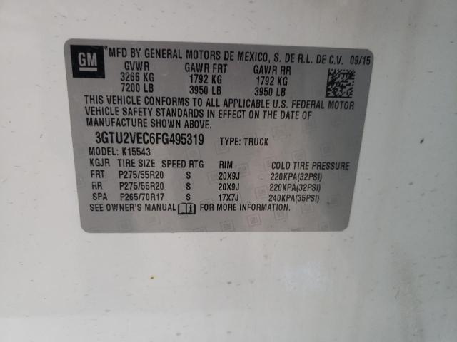 3GTU2VEC6FG495319 GMC Sierra K1500 Slt