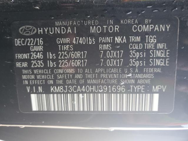 KM8J3CA40HU391696 Hyundai Tucson Limited