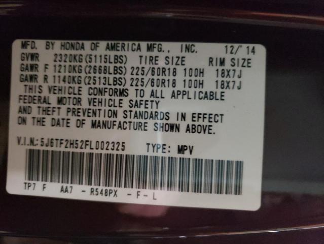 5J6TF2H52FL002325 Honda Crosstour Exl