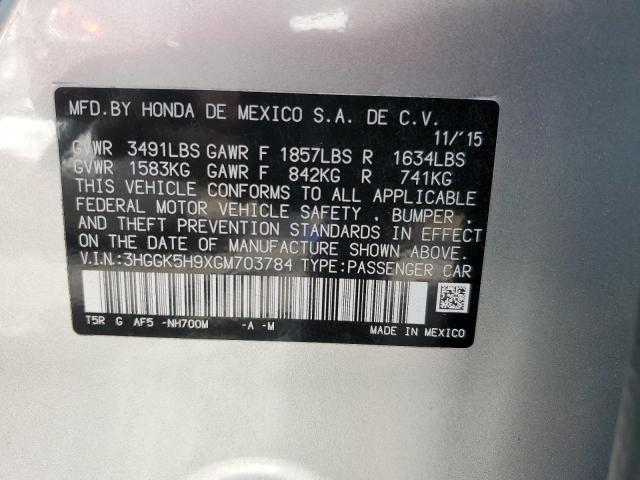 3HGGK5H9XGM703784 Honda FIT EX