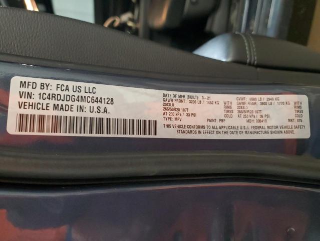 1C4RDJDG4MC644128 Dodge DURANGO GT
