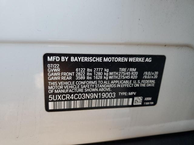 5UXCR4C03N9N19003 BMW X5 Sdrive 40i