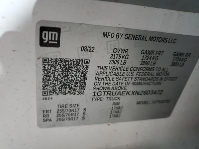 1GTRUAEKXNZ603472 GMC Sierra K1500