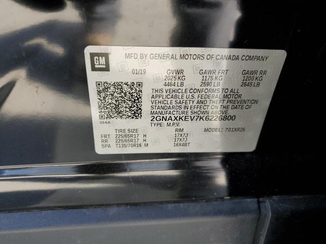 2GNAXKEV7K6226800 Chevrolet EQUINOX LT