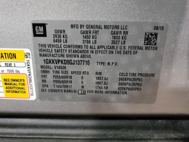 1GKKVPKD8GJ137716 GMC ACADIA SLE