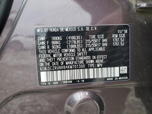 3CZRU6H94KM701300 Honda Hr-v Touring