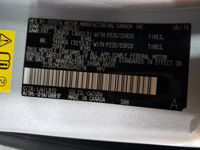 2T2BZMCA8GC040218 Lexus Rx 350 Base