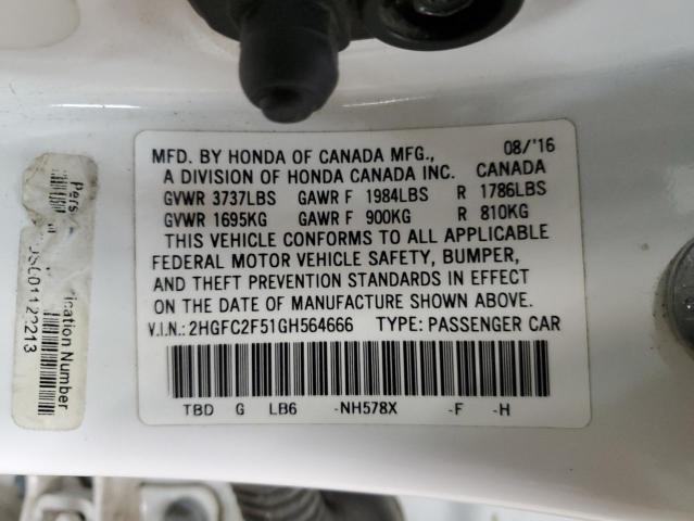 2HGFC2F51GH564666 Honda Civic Lx
