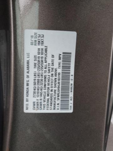 5FNRL6H94JB103199 Honda Odyssey Elite