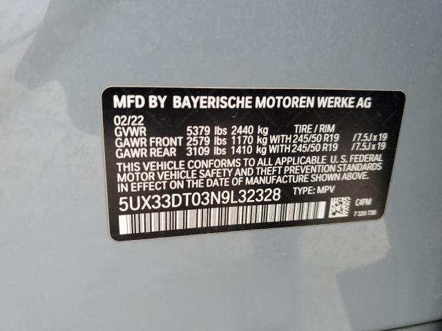 5UX33DT03N9L32328 BMW X4 Xdrive30i