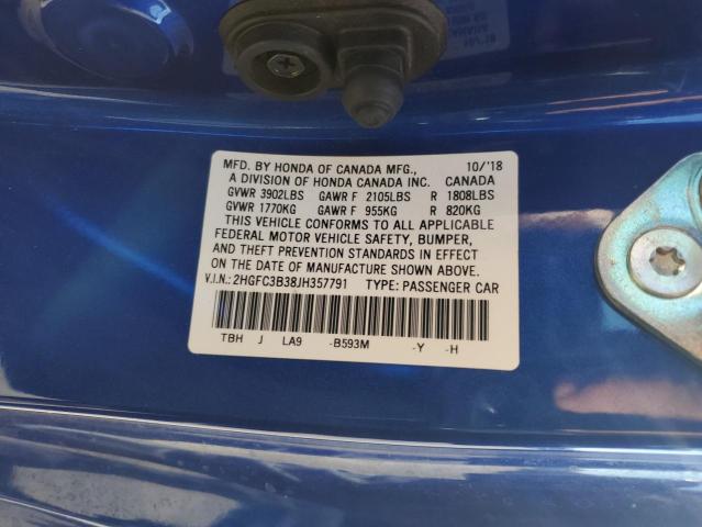 2HGFC3B38JH357791 Honda CIVIC EX