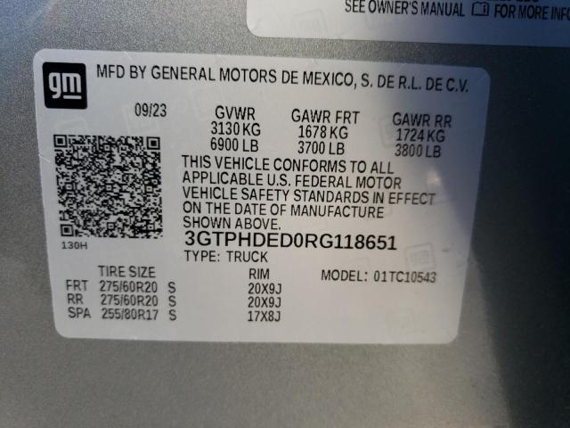 3GTPHDED0RG118651 GMC Sierra C1500 Slt