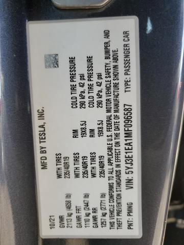 5YJ3E1EA1MF096587 Tesla MODEL 3