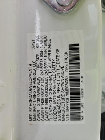5FPYK3F70MB024350 Honda Ridgeline Rtl