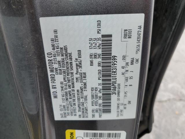 3FA6P0LU1ER319599 Ford Fusion Se Hybrid