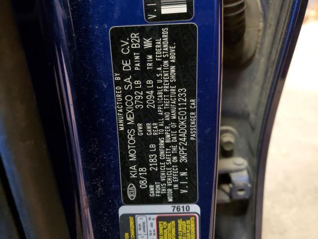3KPF24AD0KE011233 KIA FORTE FE