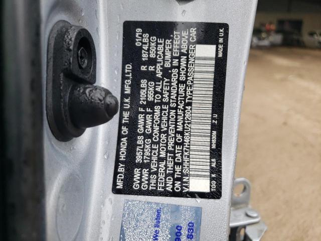SHHFK7H46KU212604 Honda Civic Sport
