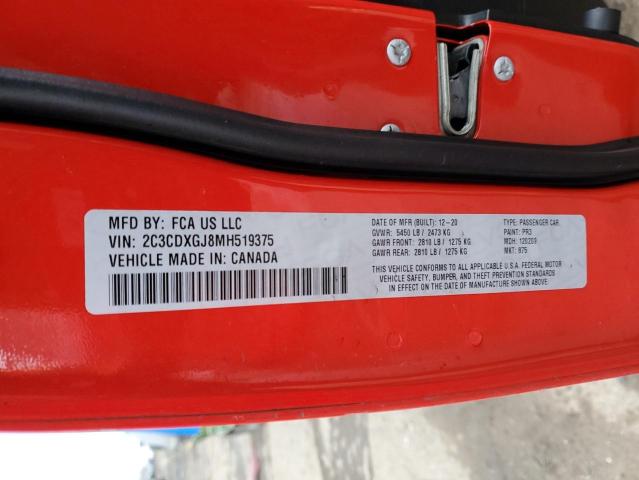 2C3CDXGJ8MH519375 Dodge Charger Scat Pack