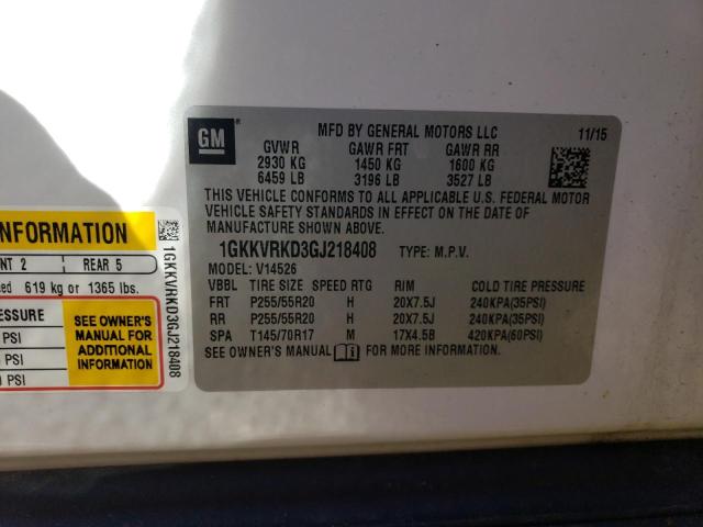 1GKKVRKD3GJ218408 GMC Acadia Slt-1