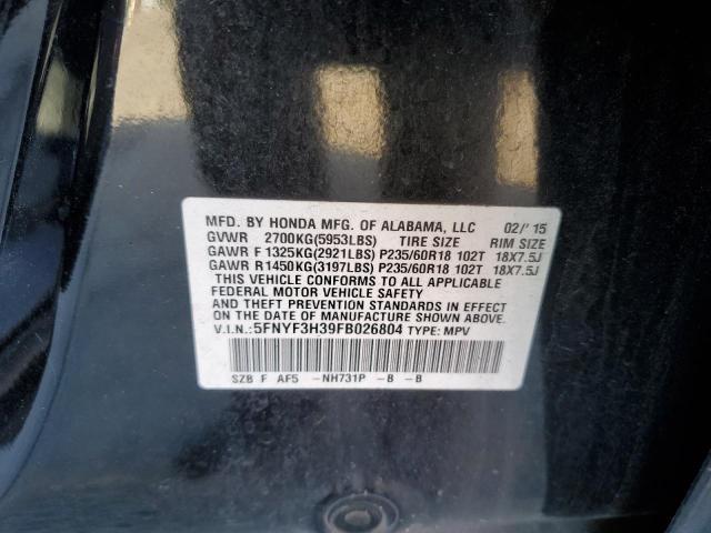 5FNYF3H39FB026804 Honda PILOT SE
