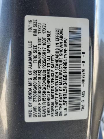 5FNRL5H34GB144964 Honda ODYSSEY SE