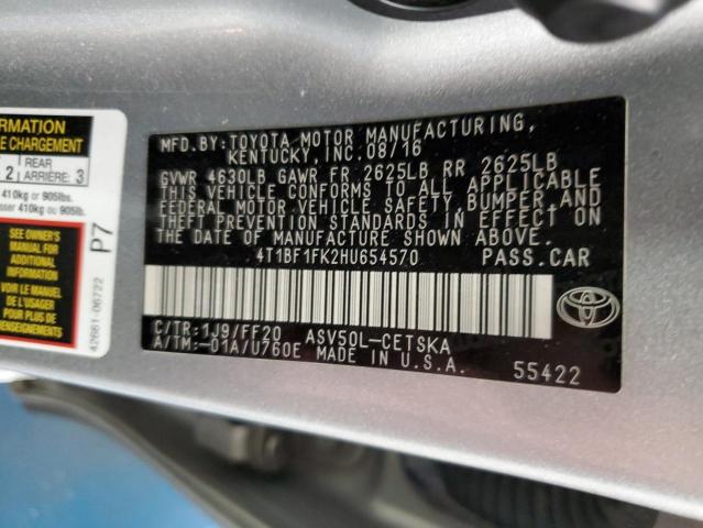 4T1BF1FK2HU654570 Toyota CAMRY LE