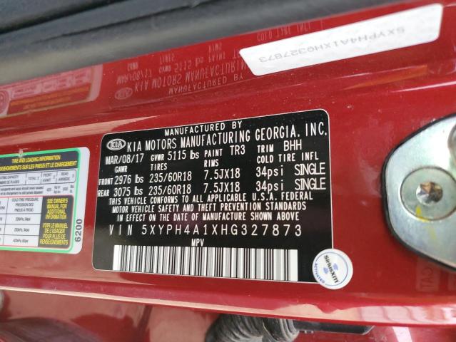 5XYPH4A1XHG327873 KIA SORENTO EX
