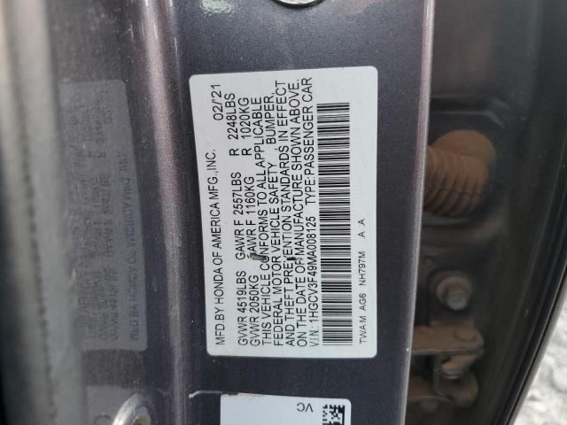 1HGCV3F49MA008125 Honda Accord Hybrid Ex