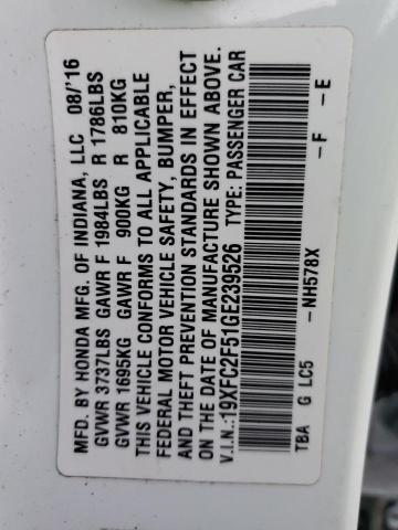 19XFC2F51GE239526 Honda Civic Lx
