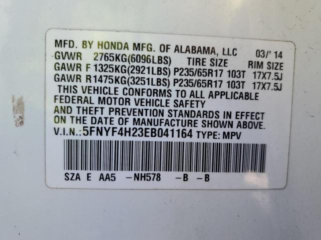 5FNYF4H23EB041164 Honda PILOT LX