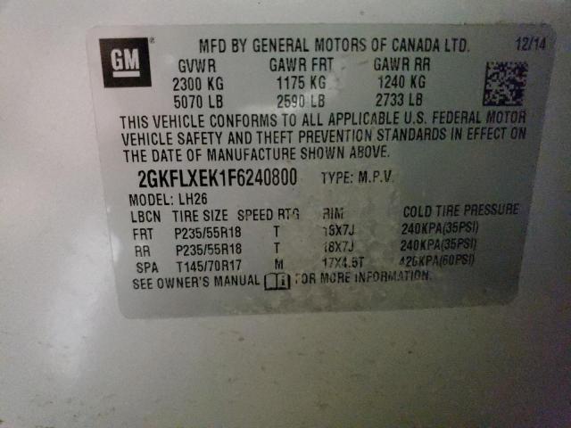 2GKFLXEK1F6240800 GMC Terrain Slt