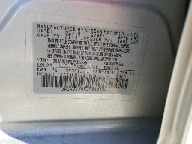 3N1AB7APXJY337336 Nissan SENTRA S