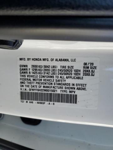 5FNYF6H22MB015021 Honda PILOT SE