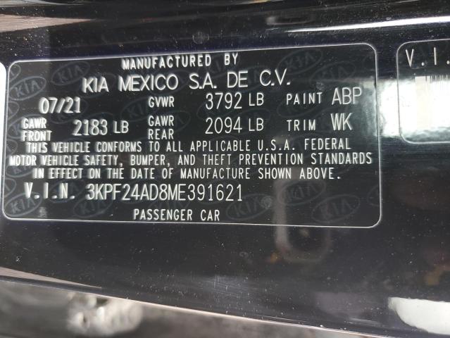 3KPF24AD8ME391621 KIA FORTE FE