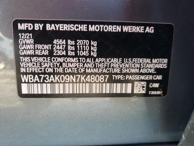 WBA73AK09N7K48087 BMW 228XI