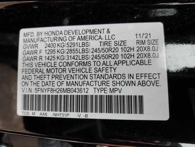 5FNYF8H26MB043612 Honda Passport Sport