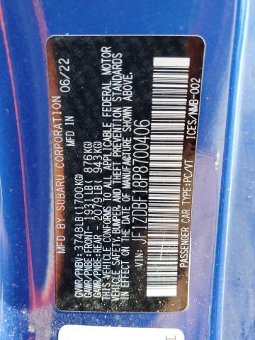 JF1ZDBF18P8700406 Subaru Brz Limited