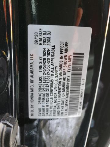 5FNYF6H22MB019912 Honda PILOT SE