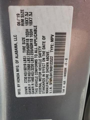 5FNRL6H78KB123522 Honda ODYSSEY EXL