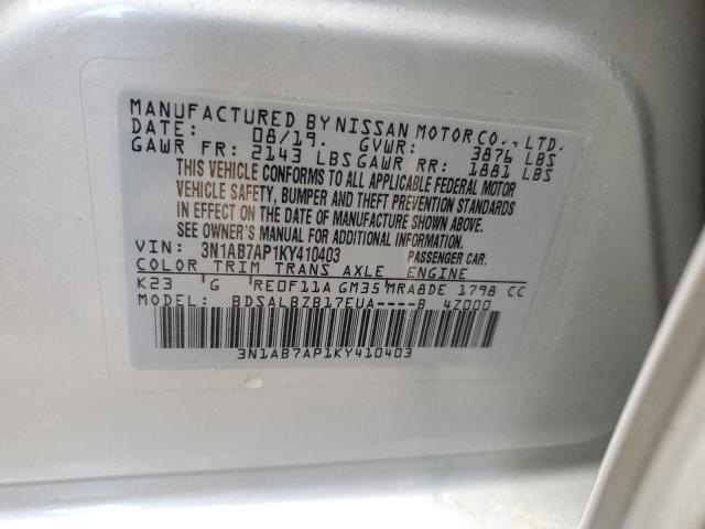 3N1AB7AP1KY410403 Nissan SENTRA S
