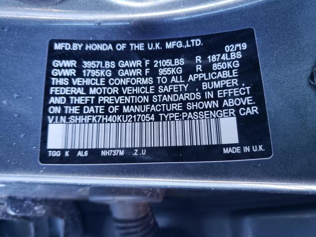 SHHFK7H40KU217054 Honda Civic Sport