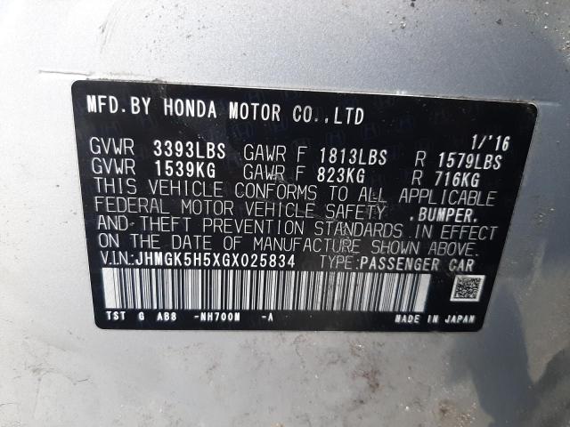 JHMGK5H5XGX025834 Honda FIT LX