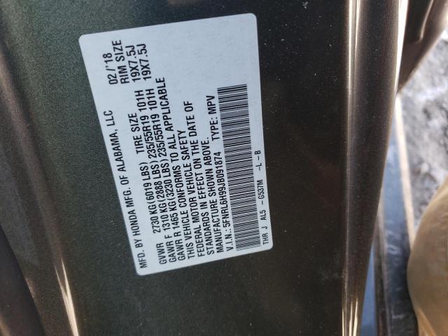 5FNRL6H99JB091874 Honda Odyssey Elite