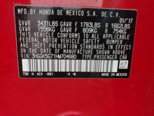 3HGGK5G71HM704680 Honda FIT EX