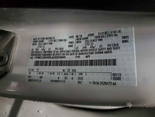 1FMCU9HD6JUD23665 Ford ESCAPE SEL