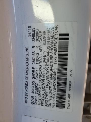 1HGCV3F47KA004510 Honda Accord Hybrid Ex