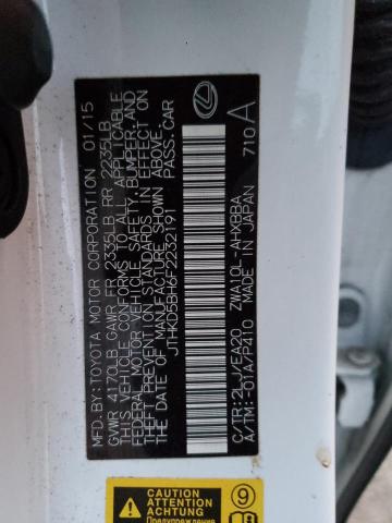 JTHKD5BH6F2232191 Lexus CT 200