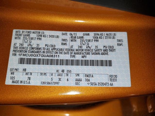 1FMCU0GX7GUA08311 Ford ESCAPE SE