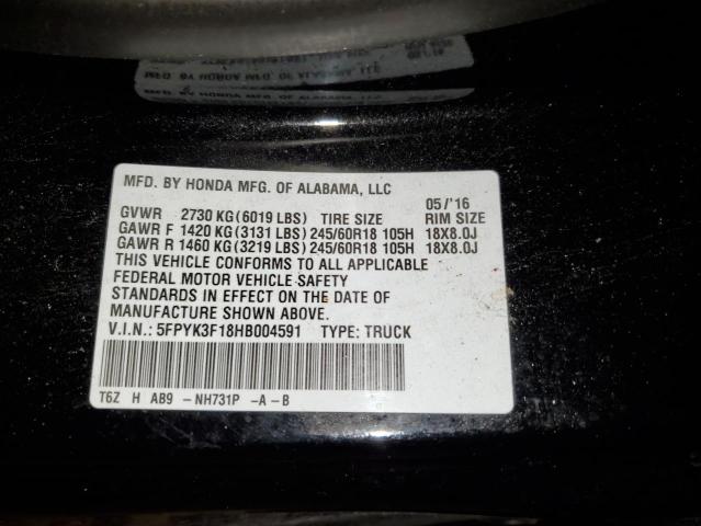 5FPYK3F18HB004591 Honda Ridgeline Sport